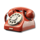 Ein rotes, retro Telefon