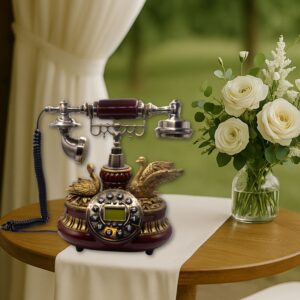 Audiogästebuch kaufen – luxuriöses Rubin-Gold-Telefon mit Schwanenmotiv für elegante Hochzeiten